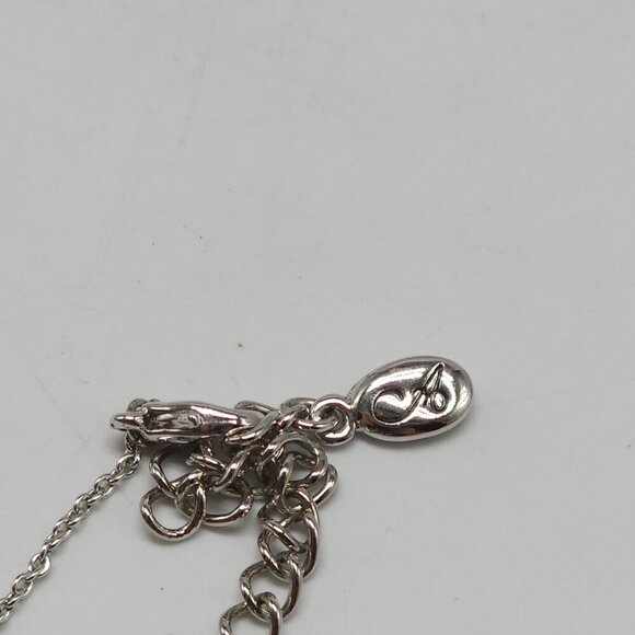 Signed A Shell Locket Necklace Silver Tone 18" Chain With Adjustable Clasp - Picture 5 of 6